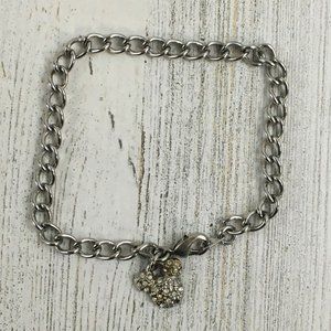 Walt Disney World Parks Silver Tone Charm Bracelet Mickey Head Crystal